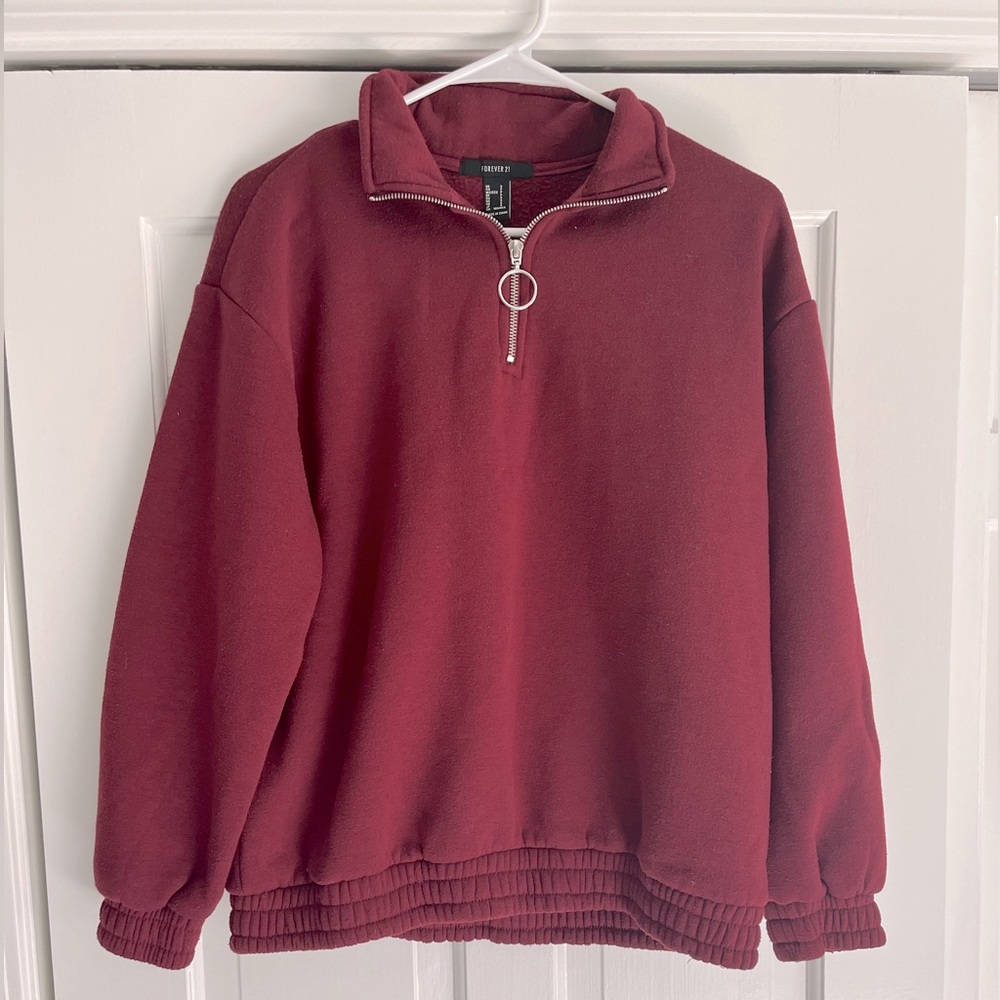 Forever 21 burgundy quarter zip pullover